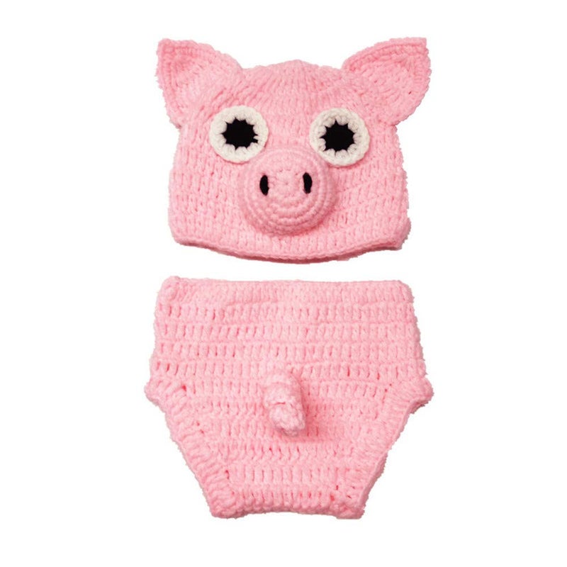 SUNBABY Newborn Photography Props Baby Knitting Wool Material Photography Costume Cute Animal Style Baby Crochet Clothes (Pink Pig) - Image 3